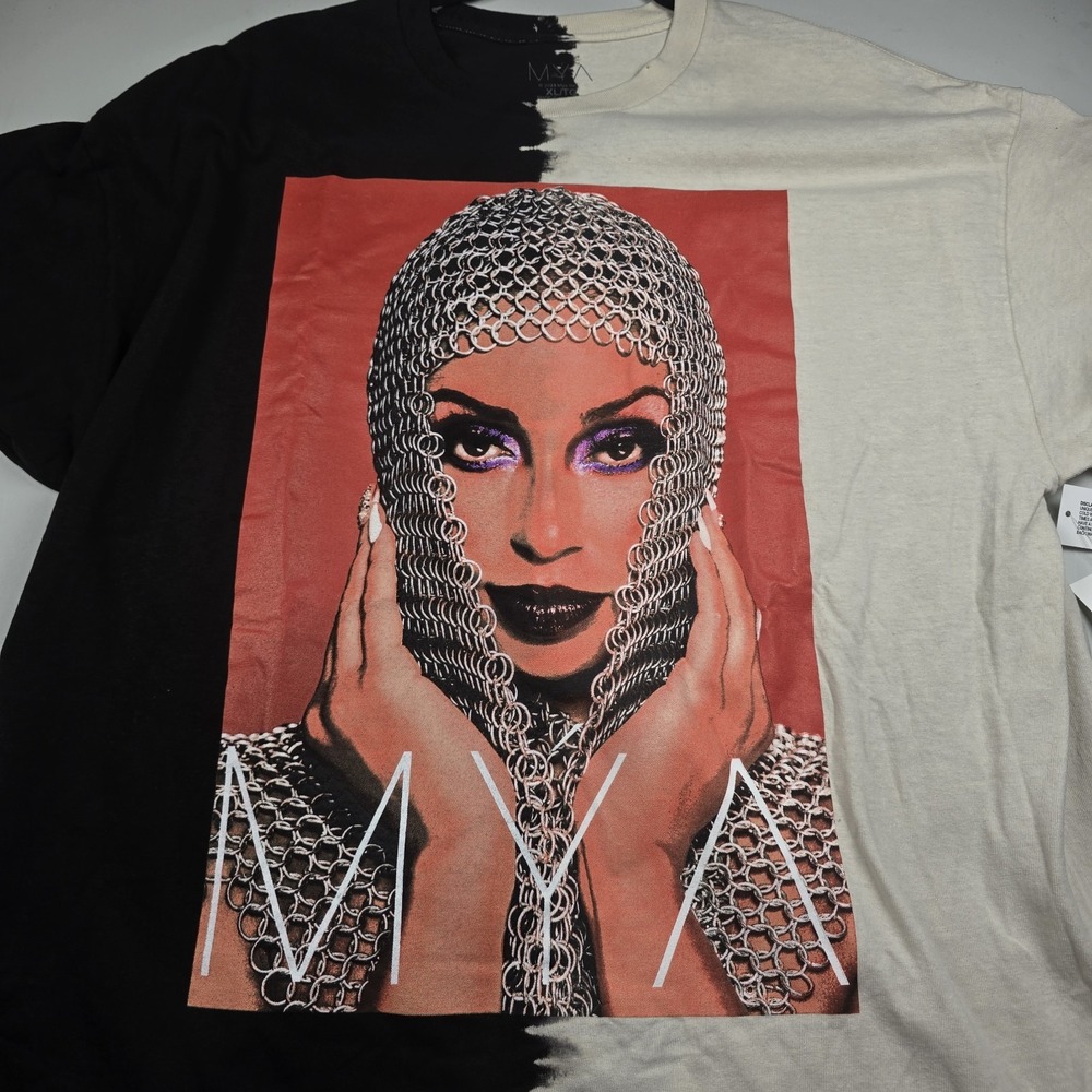 NWOT MYA GRAPHIC T-SHIRT BLACK AND WHITE TWO-TONE SIZE XL
